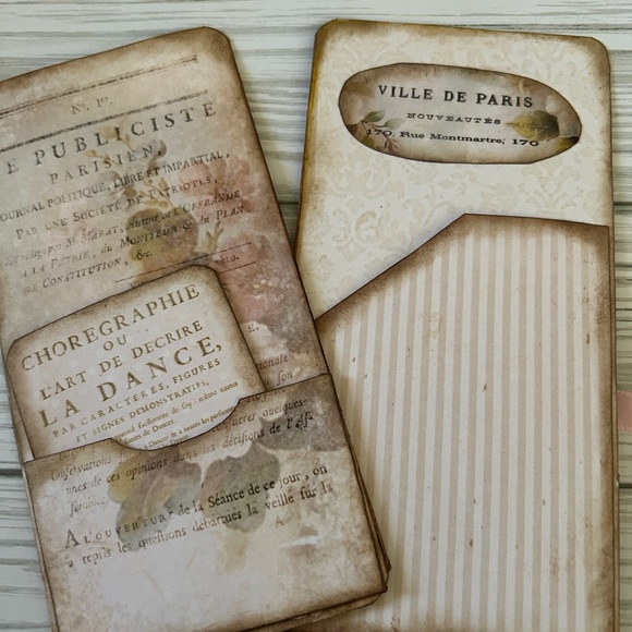 Junk Journal Cards Ephemera Pocket Cards Paris Florals scrapbooking handmade - Picture 5 of 9
